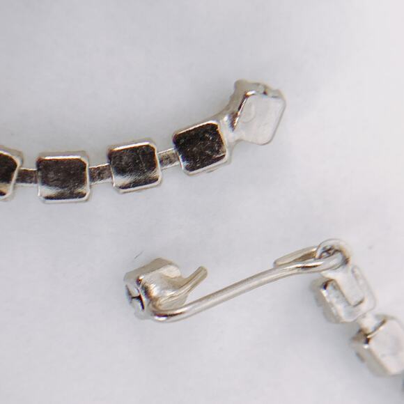 Vintage Mid Century Milk Glass Rhinestone Necklace Earring Set 1950s Jewelry - Picture 11 of 16